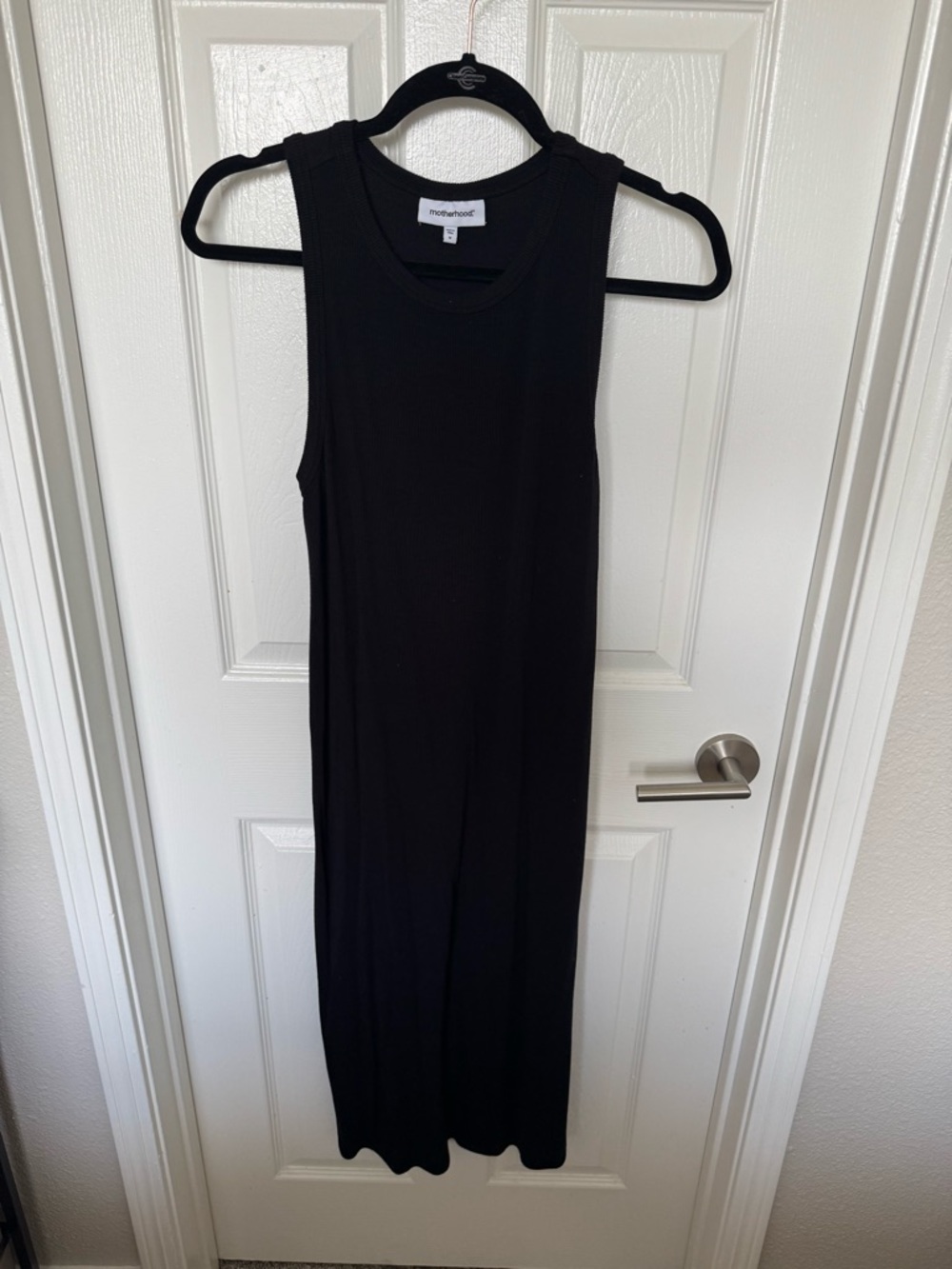 Motherhood Black Ribbed Sleeveless Maternity Dress